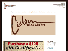 Tablet Screenshot of cielosalonandspa.com